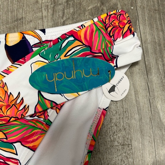 Mynah XXL 2XL Swim Bikini Bottom Hipster Flowers Tropical Toucan Swimwear NWT - Picture 6 of 9